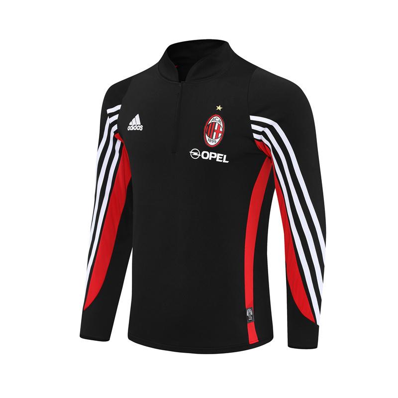 Retro 03/04 AC Milan Black Half Zipper Jacket+Long Pants