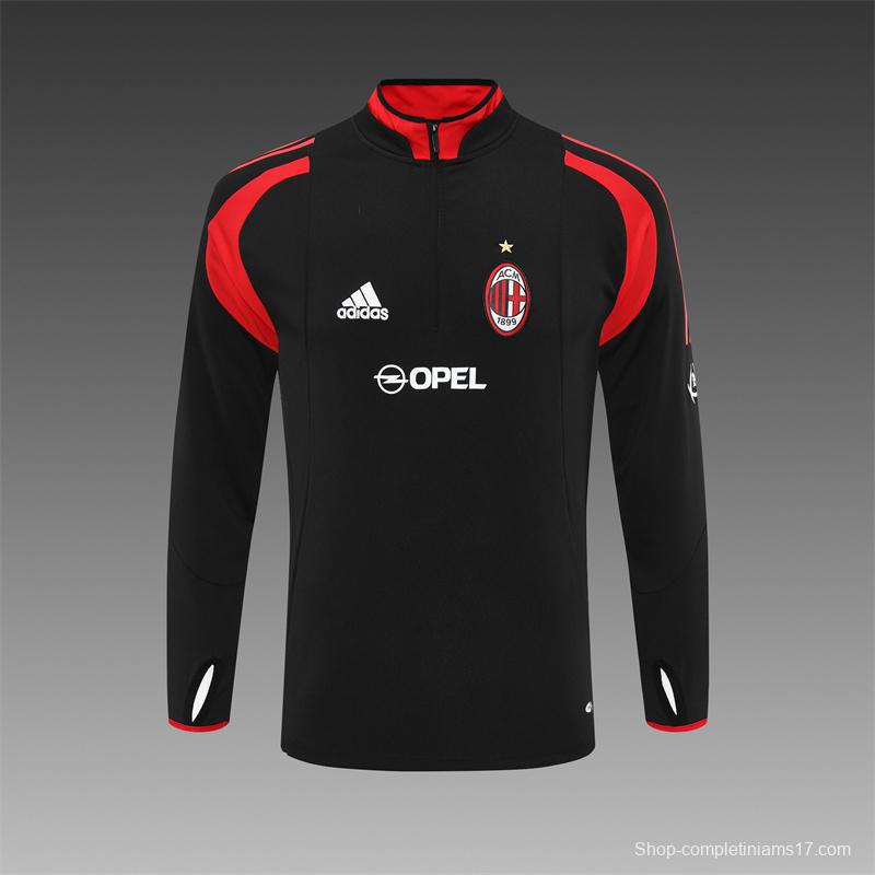 Retro 04/05 AC Milan Black Half Zipper Jacket+Long Pants