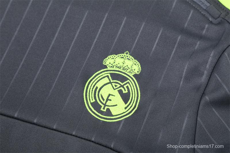 Retro 15/16 Real Madrid Dark Grey Half Zipper Jacket
