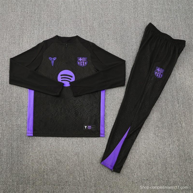 25/26 Barcelona Black Joint Edition Half Zipper Jacket+Long Pants