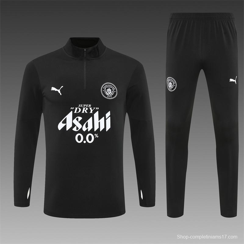 25/26 Manchester City Black Half Zipper Jacket+Long Pants