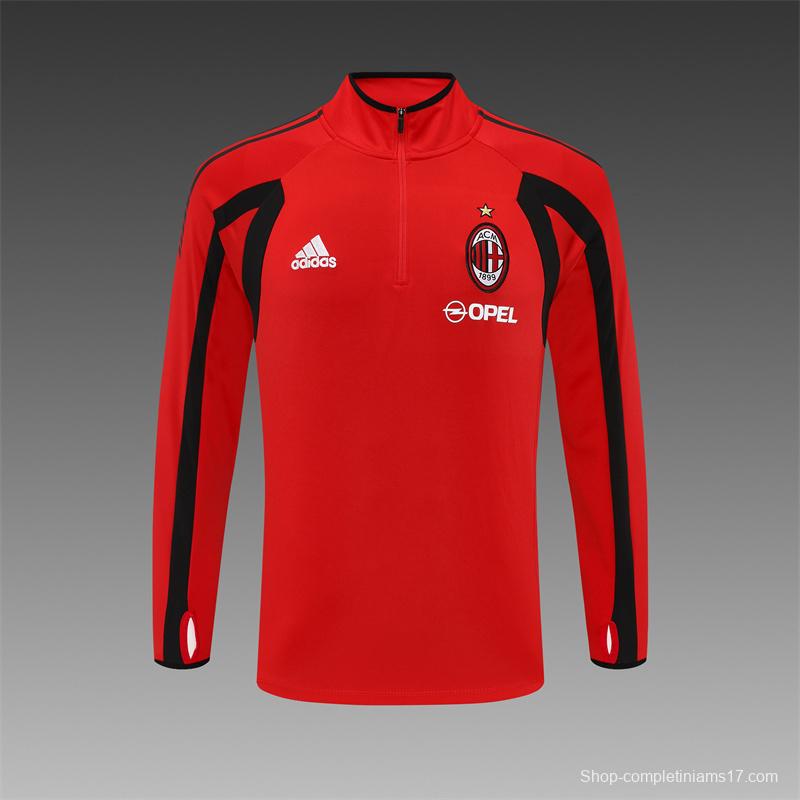 Retro 05/06 AC Milan Red Half Zipper Jacket