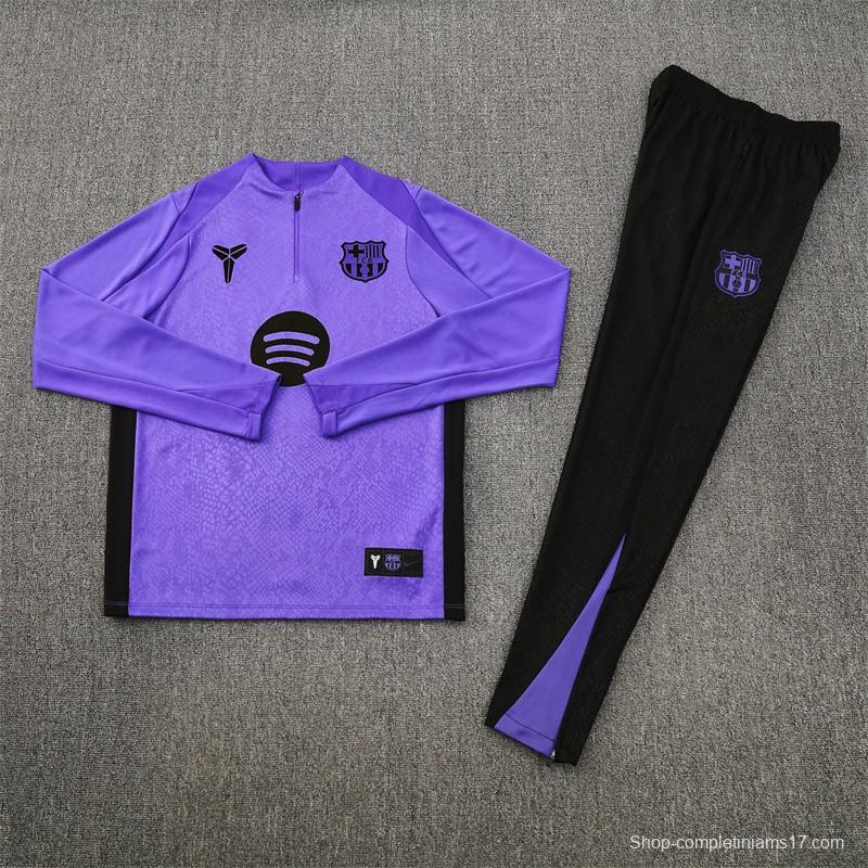 25/26 Barcelona Purple Joint Edition Half Zipper Jacket+Long Pants