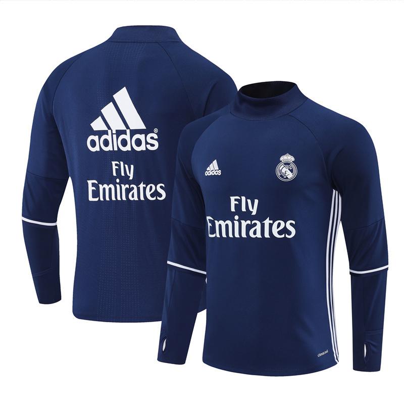 Retro 16/17 Real Madrid Royal Blue Half Zipper Jacket+Long Pants