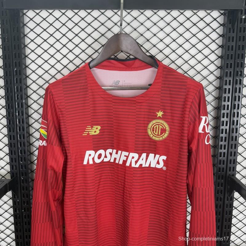Player Version 25/26 Deportivo Toluca FC Red Home Long Sleeve Jersey