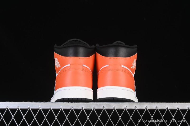 Nike Air Jordan 1 Mid AJ1 Black White Orange - DQ8426-801