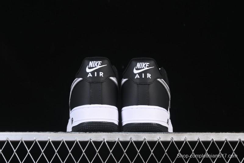 Nike Air Force 1'07 Low Black White Cracked Leather Casual Sneakers - ZH0316-118