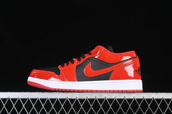 Nike Air Jordan 1 Low AJ1 Patent Leather Black Red Low-Top Casual Sneakers HV4089-006