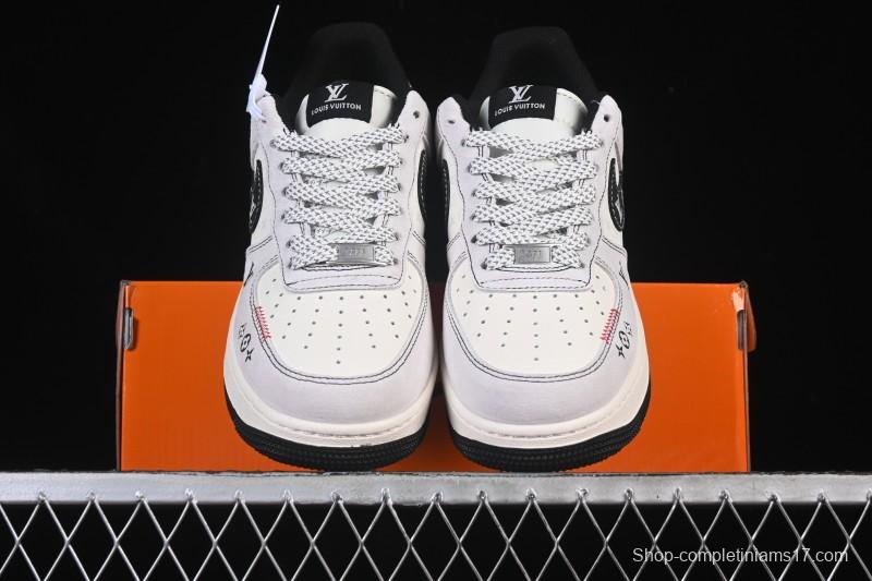 Nike Air Force 1 '07 Low LV Collaboration Black Swoosh Woven Label Casual Sneakers - CX5050-Y23