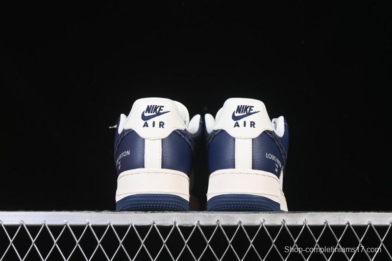 Nike Air Force 1 '07 Low LV Collaboration Navy Blue Cashew Flower Casual Sneakers - JP8028-009