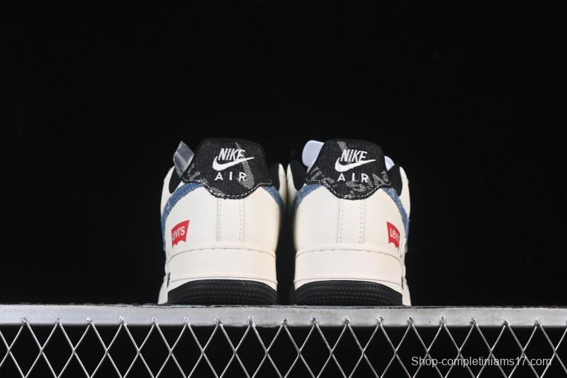 Nike Air Force 1 '07 Low Levi's Collaboration Light Blue Denim Four Swoosh Casual Sneakers - QW5606-261