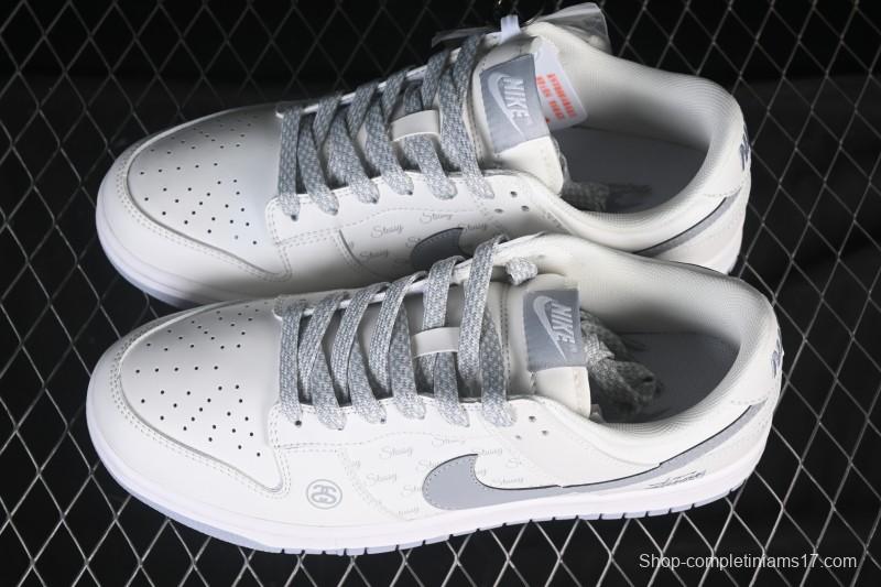Nike SB Dunk Low Stussy Collaboration Print Grey Hook Anniversary Custom Low-Top Casual Skate Shoes - CS1688-125