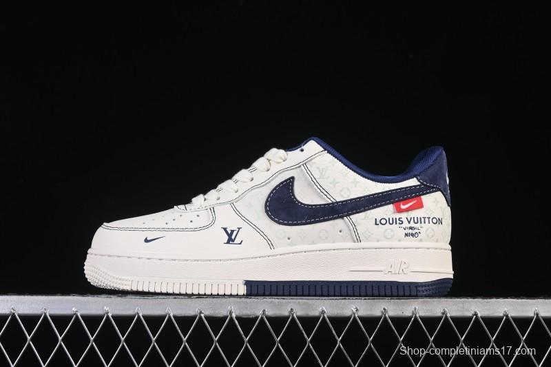 Nike Air Force 1 '07 Low LV Collaboration Print Light Blue Swoosh Casual Sneakers - MZ9588-817