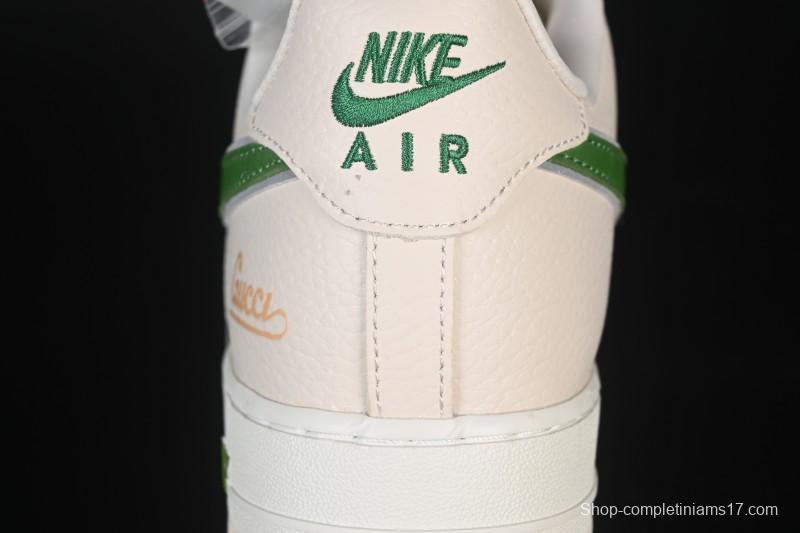 Nike Air Force 1 '07 Low Gucci Collaboration White Brown Green Casual Sneakers - YF9511-804