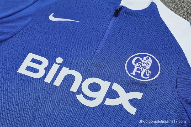 Player Version 25/26 Chelsea Color Blue T90 Half Zipper Jacket+Long Pants