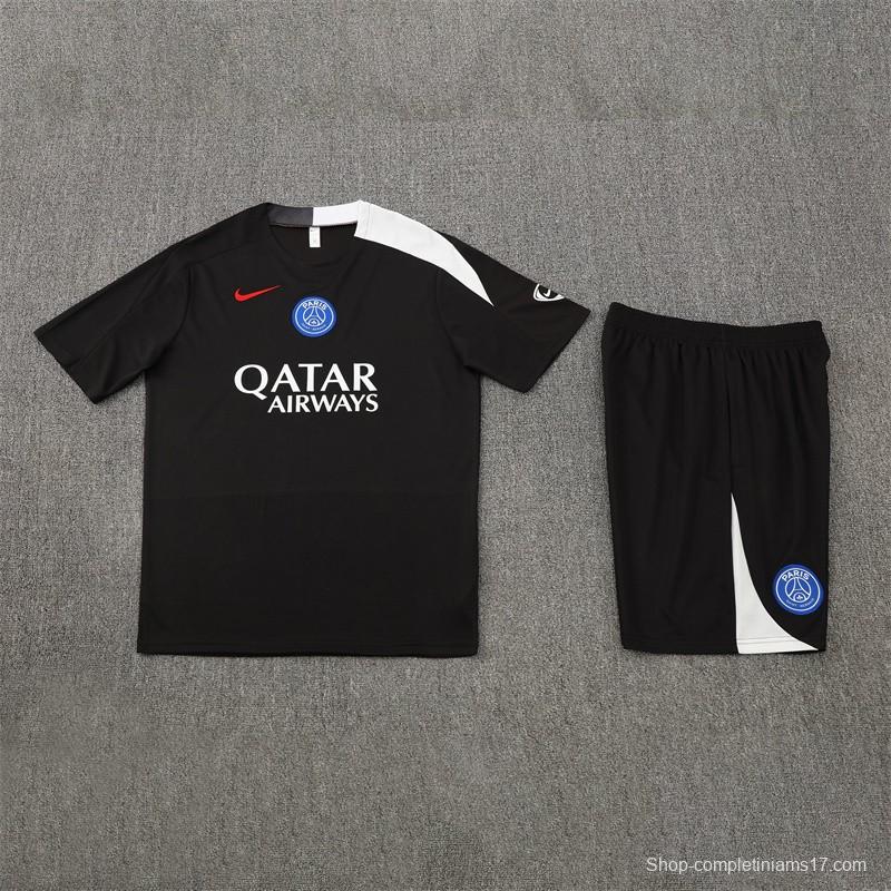 25/26 PSG Black T90 with XS Short Sleeve+Soccer Shorts