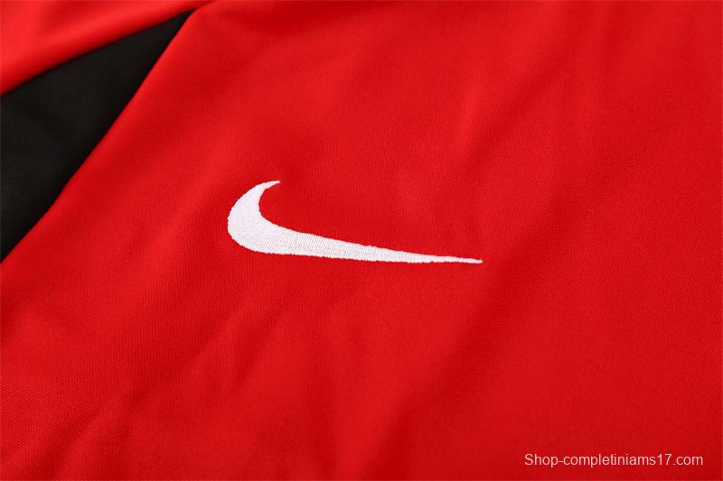 Retro 02/03 Manchester United Red Half Zipper Jacket+Long Pants