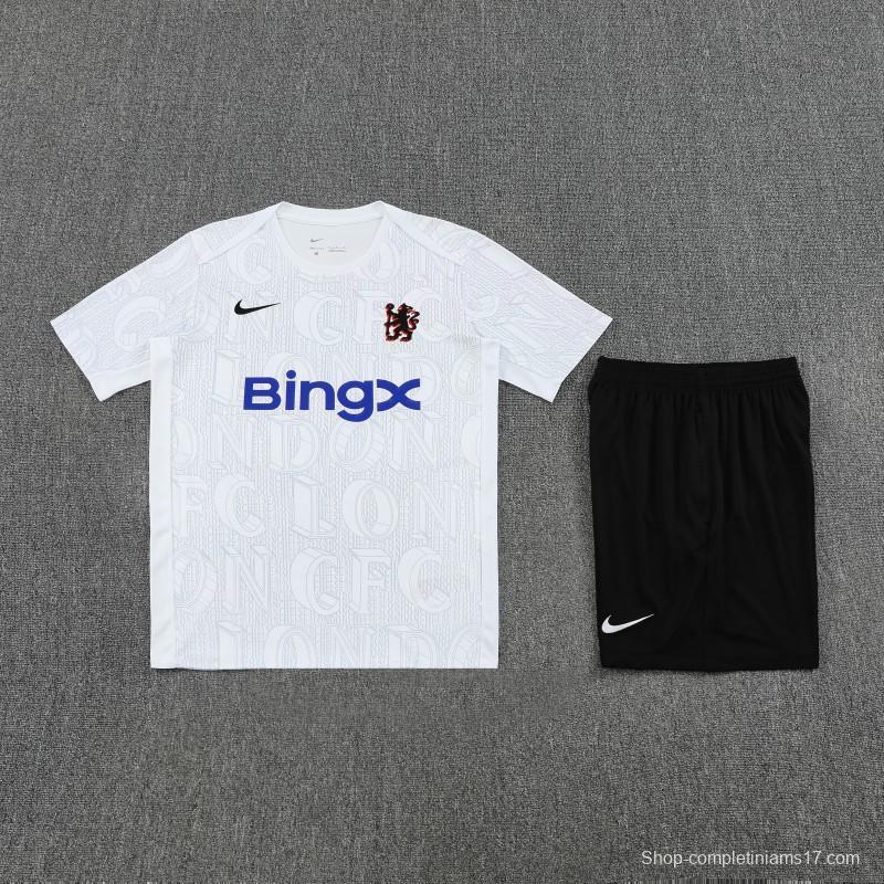 25/26 Chelsea White Short Sleeve Jersey+Shorts