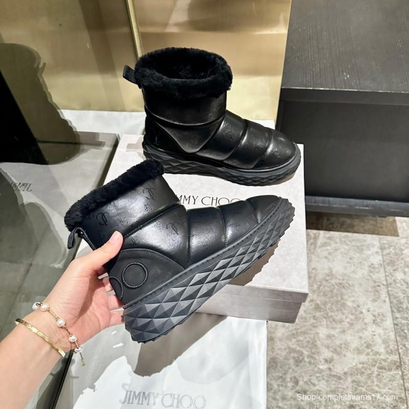 JIMMY CHOO 2025 SS Casual White Sneakers with Genuine Wool Snow Boots - LY00340