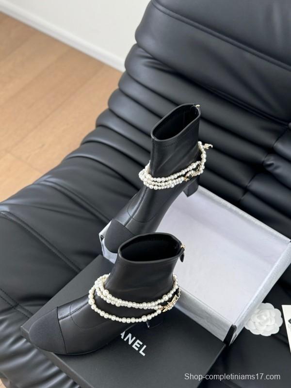 Chanel Pearl Collection Mary Jane Short Boots - LY00360