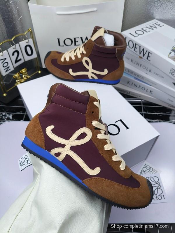 LOEWE High-Top German Training Sneakers Retro Fashion Casual White Shoes - LY00330