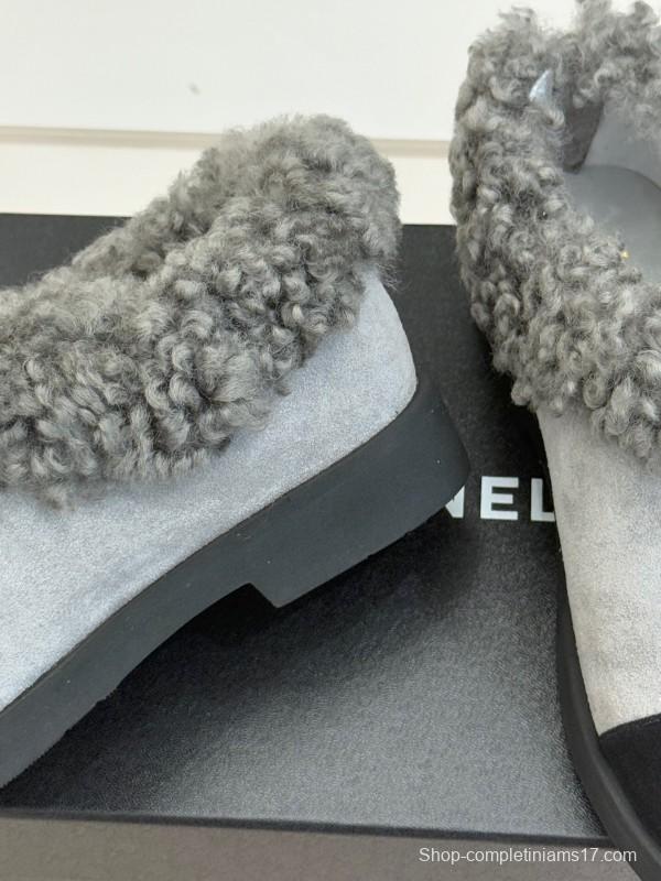 Chanel 2025/SS Double C Color-Block Shearling Snow Boots - KFY00270