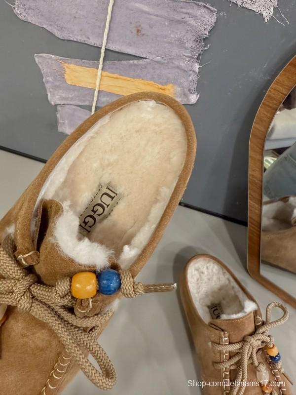UGG 2025 Spring/Summer Collection Cozy Wool Slippers with Retro Buckle - KFY00240