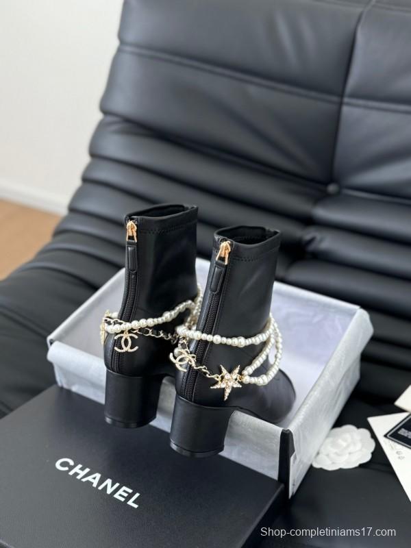 Chanel Pearl Collection Mary Jane Short Boots - LY00360