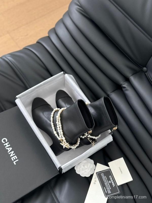 Chanel Pearl Collection Mary Jane Short Boots - LY00360