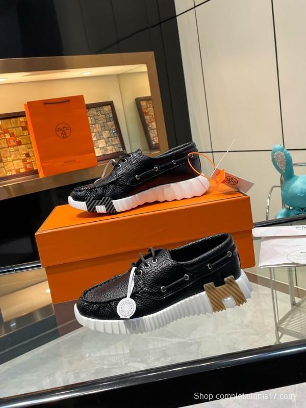 Hermès Classic Casual Sports Shoes with Exaggerated H Logo and Height Increase - LY00300