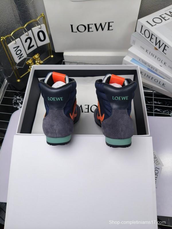 LOEWE High-Top German Training Sneakers Retro Fashion Casual White Shoes - LY00330