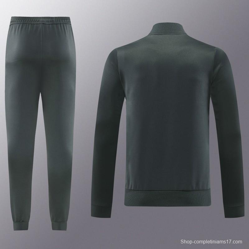 25/26 Manchester United 08 Dark Gray Half Zipper Jacket+Long Pants S-2XL