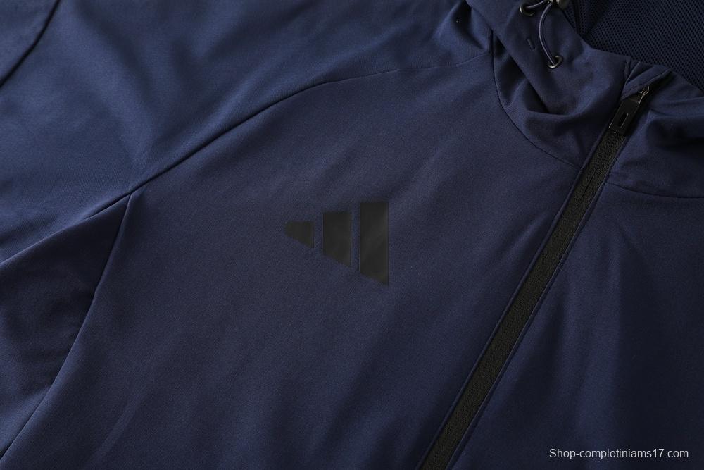 2025 Adidas Royal Blue Half Zipper Jacket+Long Pants S-2XL
