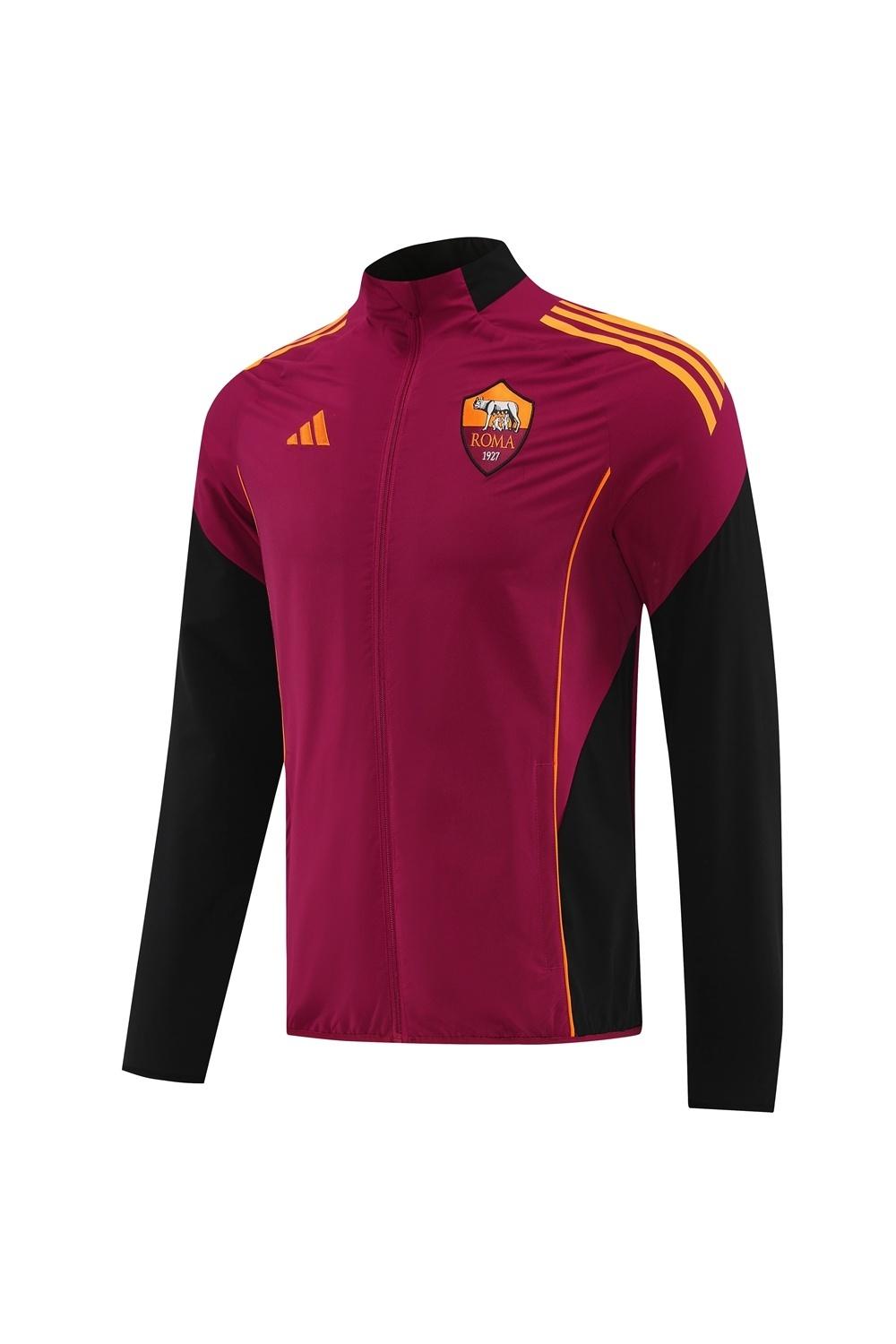 25/26 AS Roma Maroon S-3XL Half Zipper Jacket+Long Pants