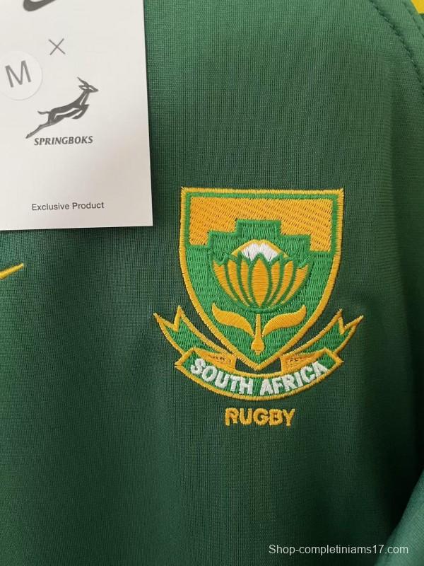 25/26 South Africa Springbok Sevens Green with Gold Chevron Sleeves Jersey