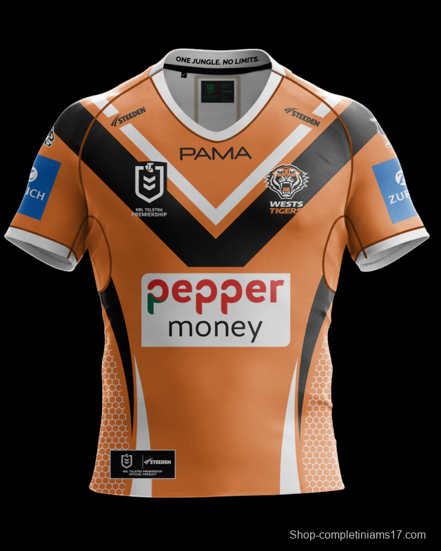 25/26 Wests Tigers Orange with Black Chevron and Honeycomb Pattern Jersey