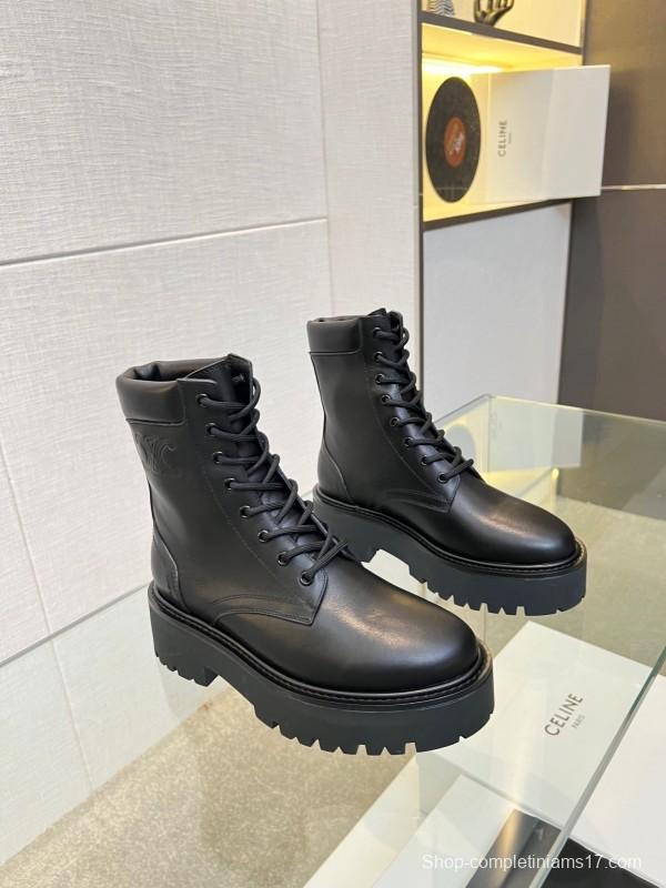 Celine BULKY TRIOMPHE Lace-Up Boots with Calfskin Upper - L Y00340
