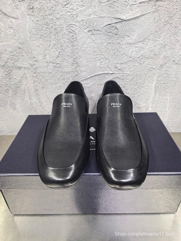 Prada Shuffle Monk Loafers Classic Retro Men's Leather Shoes - AS00380