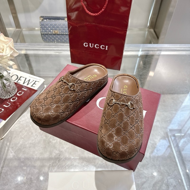 Gucci Leather GG Embossed Horsebit Mule Sandals - LY00240