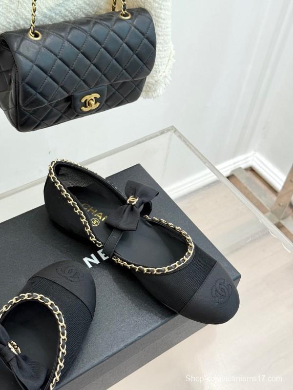 Chanel Spring Summer 2025 Hollow Chain Bow Mary Jane Shoes - KFY00290/KFY00300