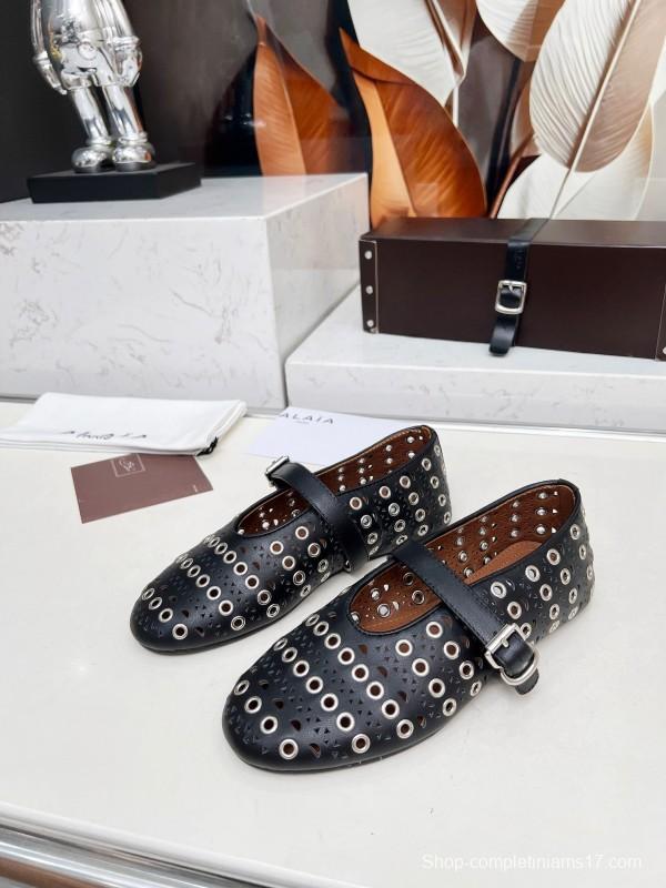 Alaia 2025/SS Perforated Ballet Flats - LY00320