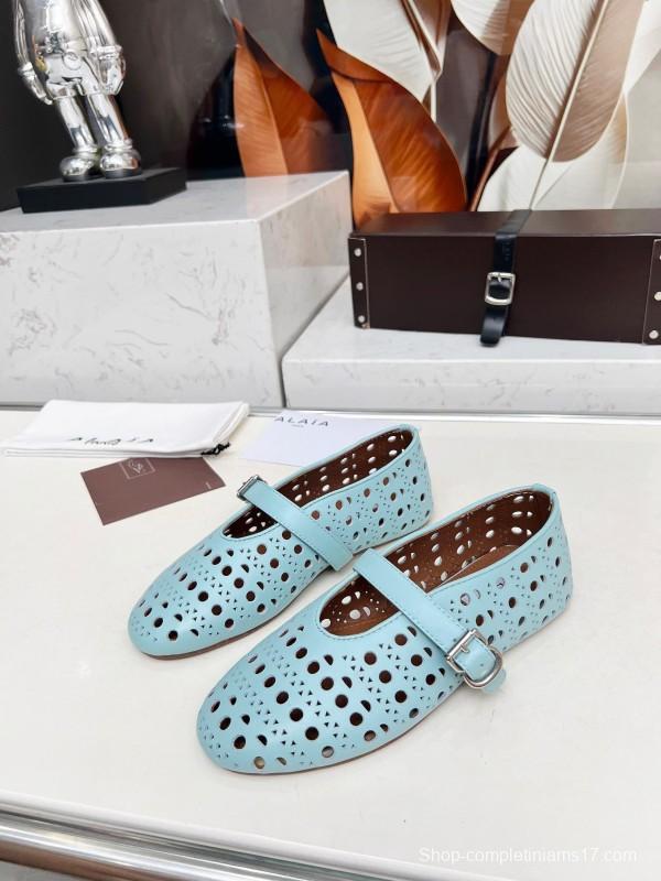 Alaia 2025/SS Perforated Ballet Flats - LY00320