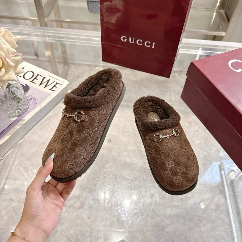 Gucci 2025 SS Autumn Winter New Suede Leather Horsebit Detail Women Wool Loafers - LY00260