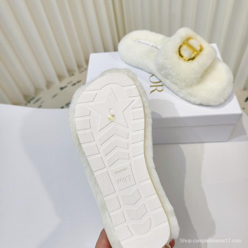 Dior Metal Buckle Wool Slippers Collection - LY00280