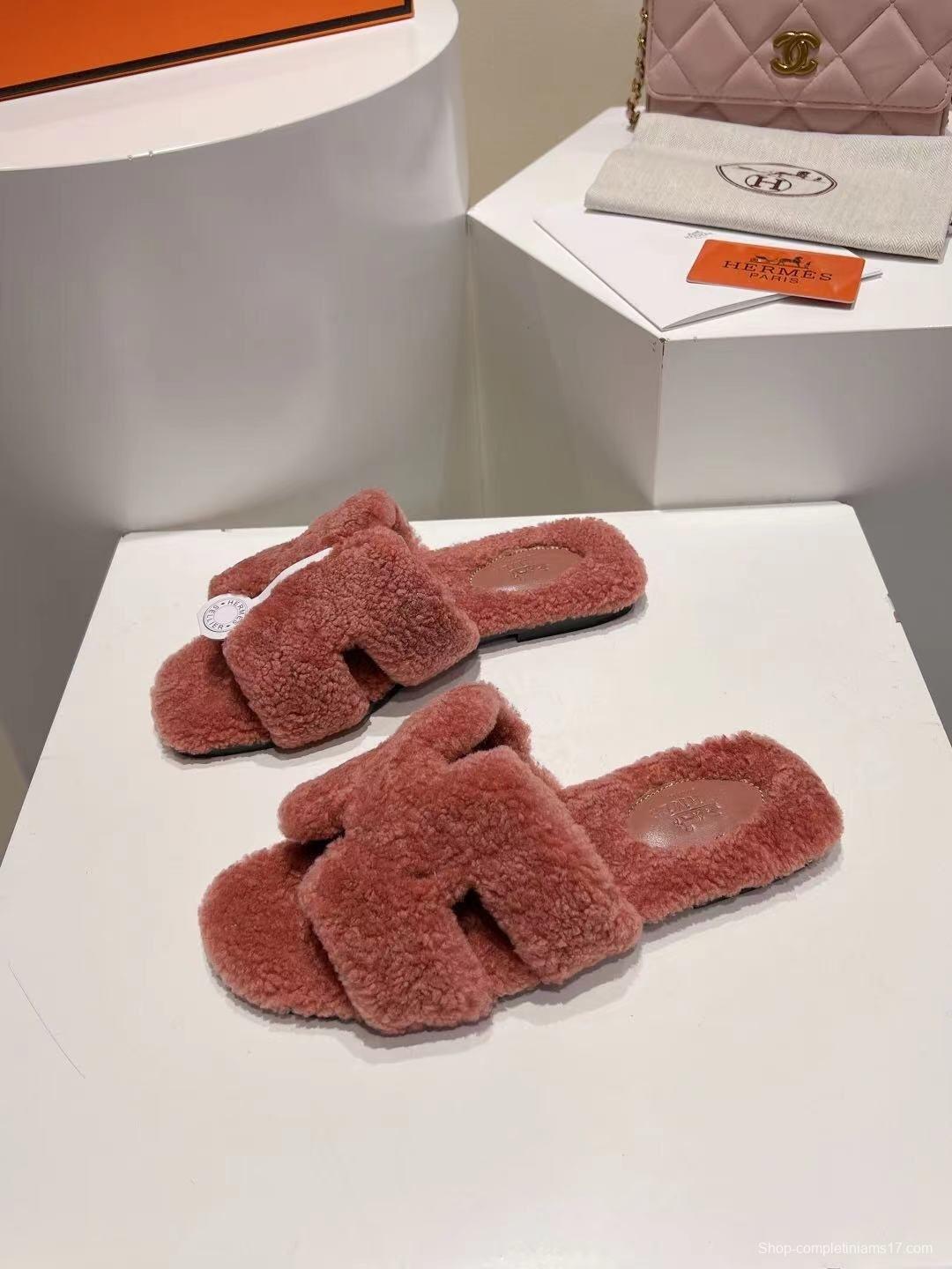 Hermès Teddy Wool Flat Slippers - LY00240