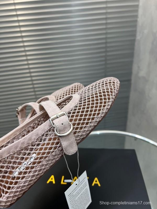 ALAIA 2025 Spring Summer Collection New Color Net Flat Sandals - KFY00270