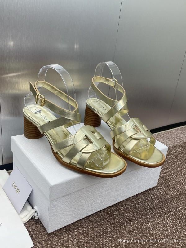 Dior D-Club Jelly Color Hollow Layered Cross Strap Mid Heel Women Shoes - KFY00290