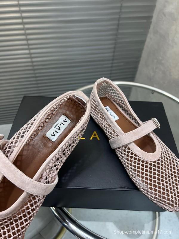 ALAIA 2025 Spring Summer Collection New Color Net Flat Sandals - KFY00270