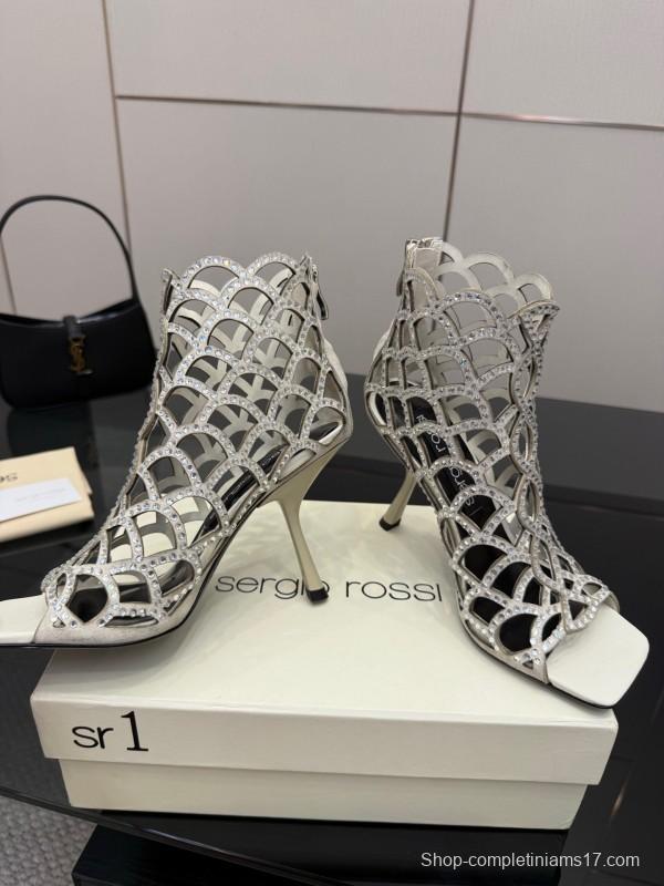 Sergio Rossi Mermaid Sandals 2025 SS Collection Elegant Fishnet High Heels - KFY00470