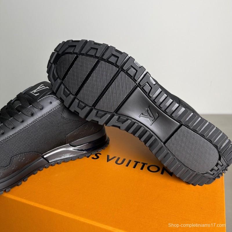 Louis Vuitton 2025 SS Run Away Calfskin Leather Round Toe Lace-Up Low Top Casual Lifestyle Shoes for Men - YC